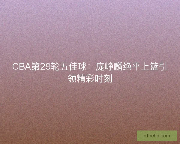 CBA第29轮五佳球：庞峥麟绝平上篮引领精彩时刻